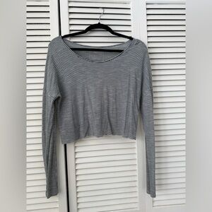 Free People Striped Long Sleeve Crop Top